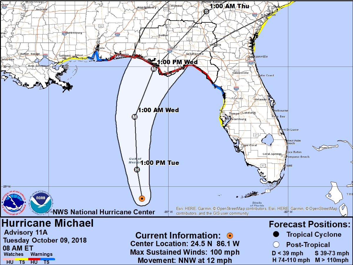 NWS Tallahassee on Twitter "8am Intermediate Advisory from NHC