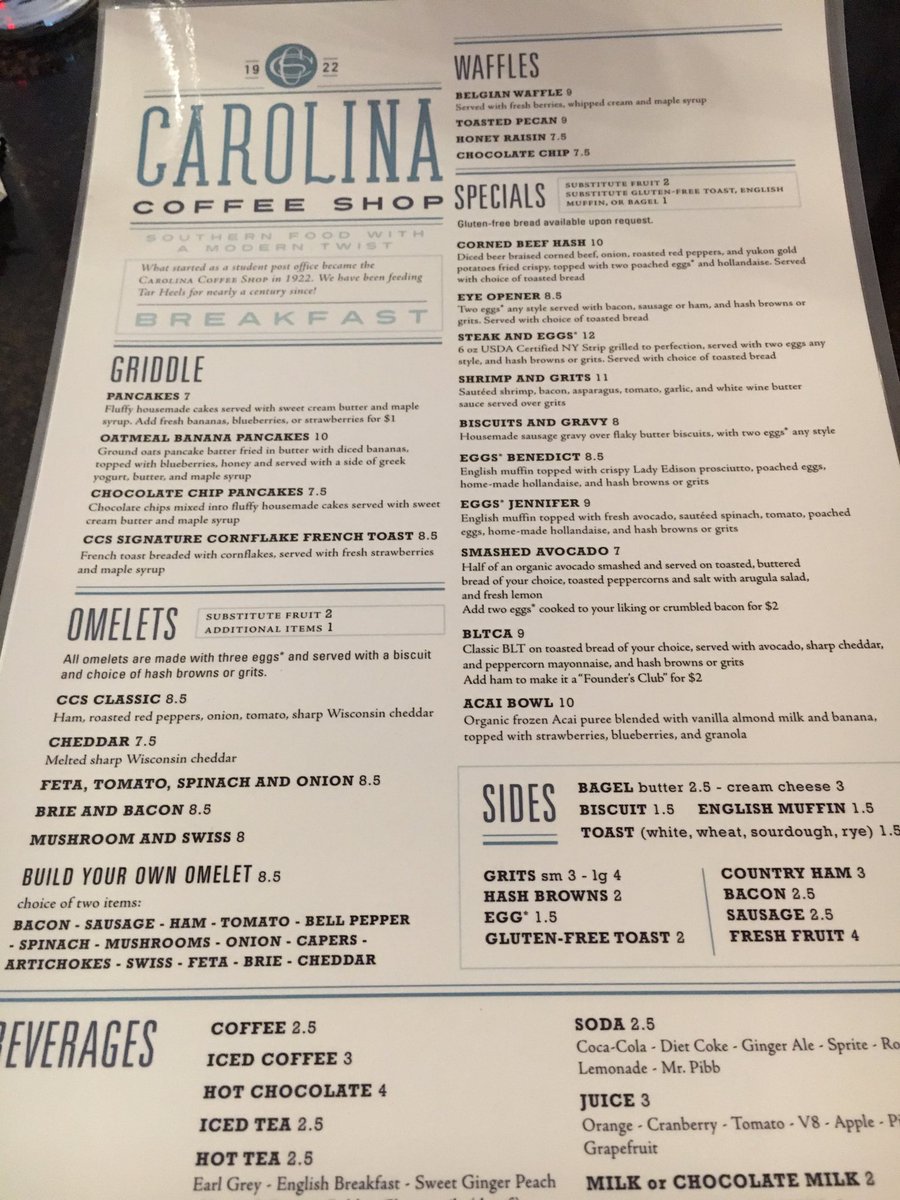 Susan Greene (@susanpgreene) on Twitter photo Gearing up southern style with some eggs and grits <a href="/CarolinaCofShop/">Carolina Coffee Shop</a> before teaching two @unc <a href="/ShufordProgram/">UNC Shuford Program in Entrepreneurship</a> classes on #designthinking #prototyping #mvp and the #BusinessModelCanvas Gearing up southern style with some eggs and grits <a href="/CarolinaCofShop/">Carolina Coffee Shop</a> before teaching two @unc <a href="/ShufordProgram/">UNC Shuford Program in Entrepreneurship</a> classes on #designthinking #prototyping #mvp and the #BusinessModelCanvas