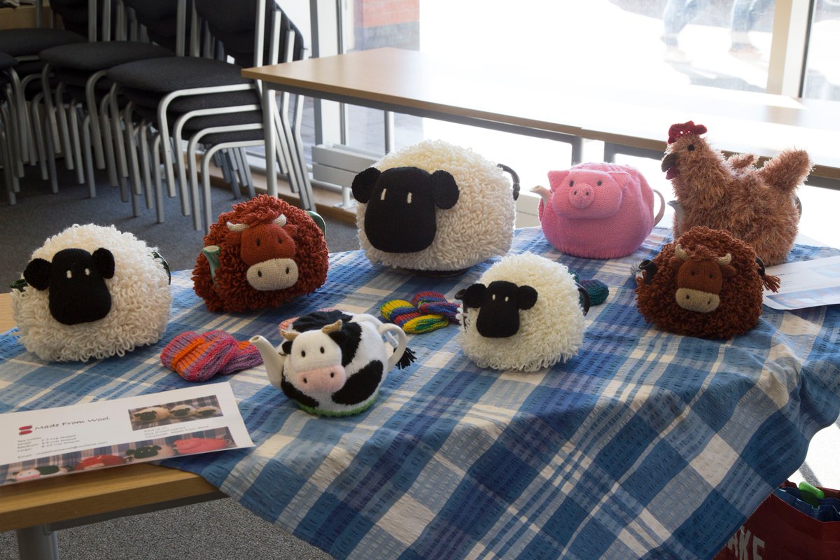 HarperAdamsUni's tweet image. For #woolweek we have the Stafford Spinners in Faccenda until 3pm showing off many wonderful things that can be made with wool! Don&apos;t forget to wear something woolly tomorrow and come along for a photo at lunch time (main building). #nationalwoolweek @Campaignforwool