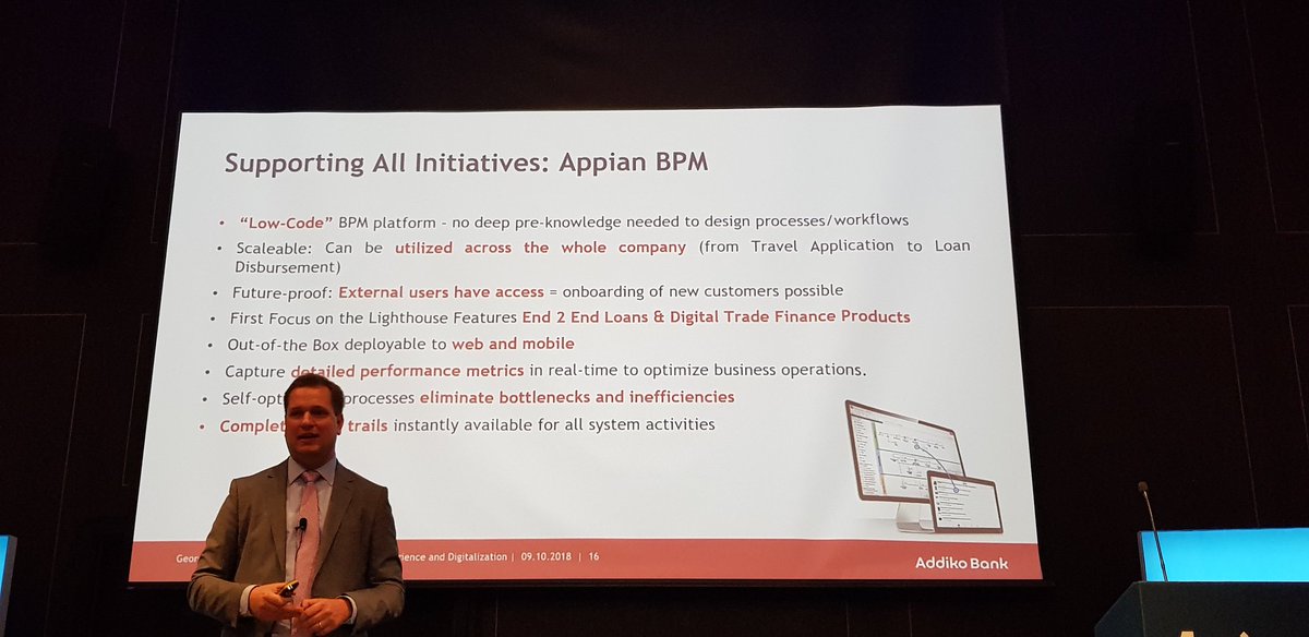 Two critical succes factors at #AddikoBank was to focus on 2 lighthouse feature first and nake it as simple for the client as possible #appianeurope