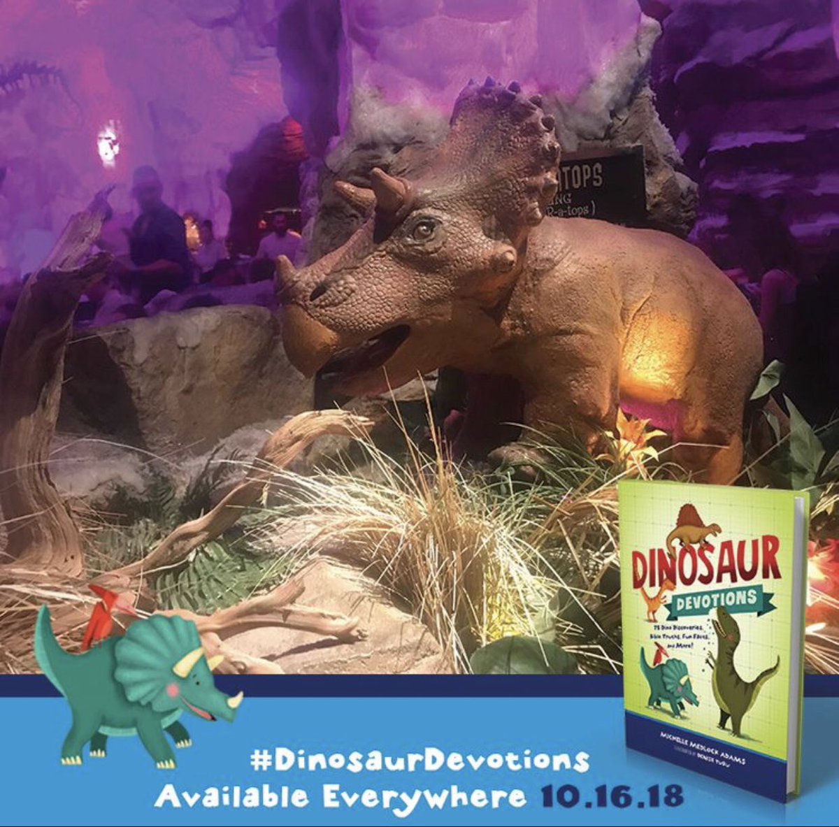 INwritergirl's tweet image. One week from today, “Dinosaur Devotions” debuts via @TommyNelson yay! Available for preorder now. #dinosaurs #dinosaurbooks #devotionsforkids