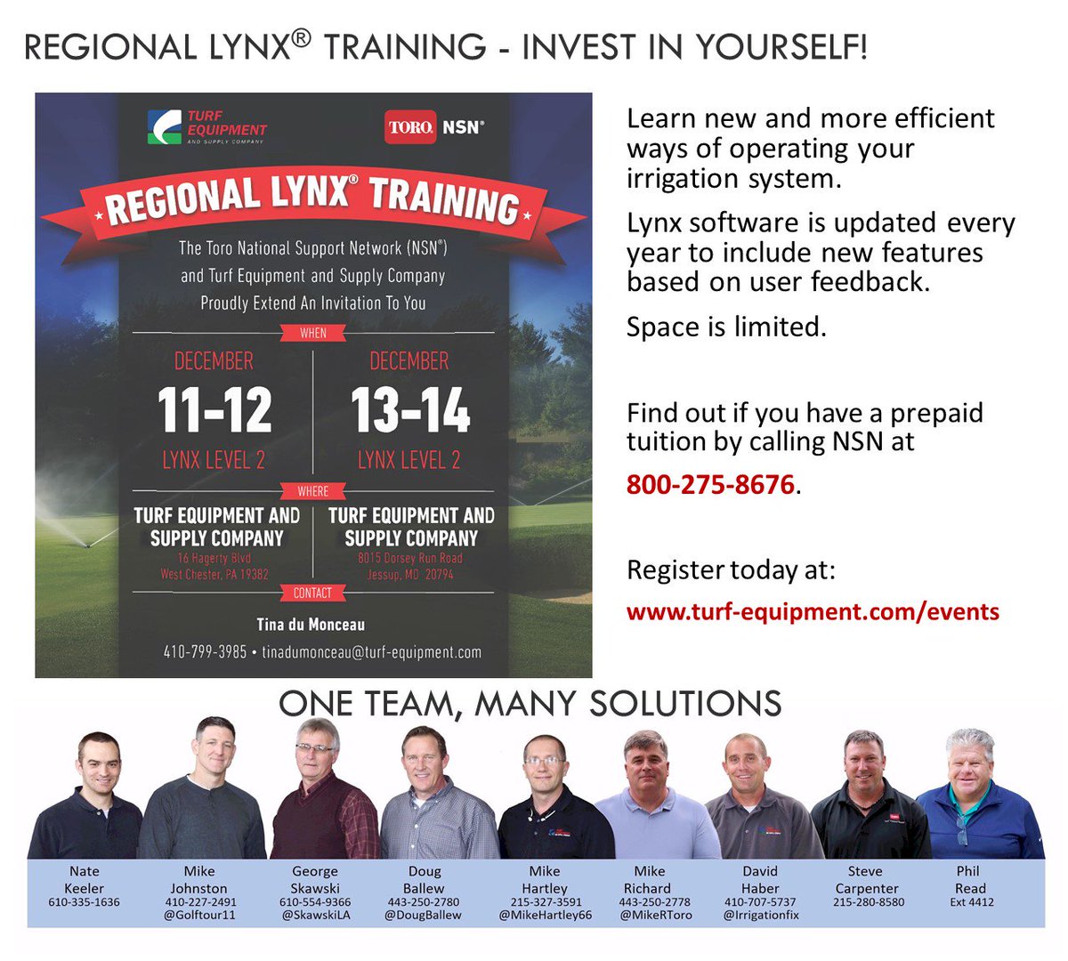 MikeHartley66's tweet photo. This two-day workshop will give you the confidence you need to utilize the Lynx Software.  Sign up on our website today.  https://t.co/7Tj0wuitZ3  @Golftour11 @SkawskiLA @DougBallew @MikeRToro @Irrigationfix @MikeHartley66 https://t.co/kmjkg82JVK