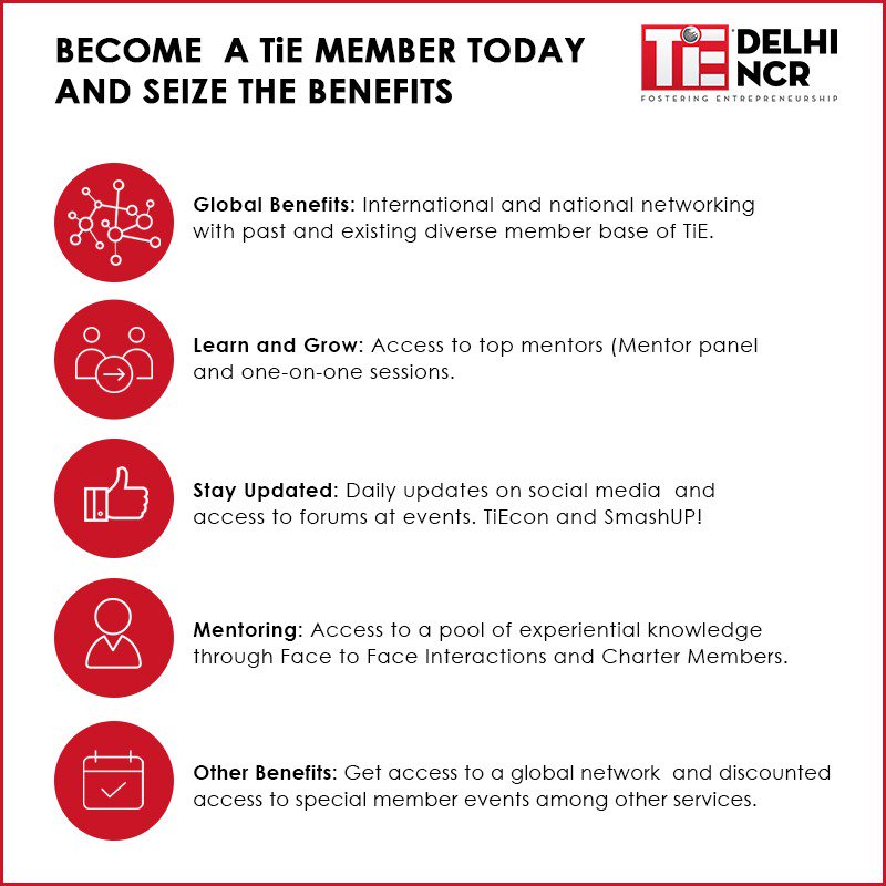 TiEDelhi's tweet photo. If you are an #entrepreneur and want to take your #venture to another level or an aspiring professional with a #businessplan then this is your place to be. Become a #TiEMember today and seize these invaluable benefits https://t.co/ohDsxUE4Xf https://t.co/SmMBMydPiA