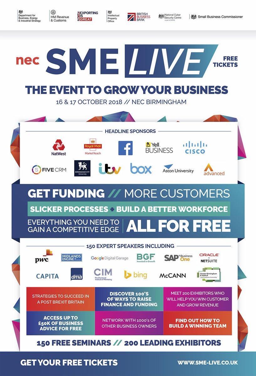 NatWestBusiness's tweet photo. Just one week to go until #SMELiveExpo! Be sure to register now and visit the NatWest team at stands F60 and H20 https://t.co/SPGEZ2AvzL https://t.co/uAAi9zLfb8