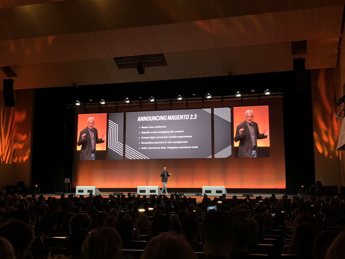 sherrierohde's tweet photo. Magento 2.3 enters GA next month! 🙌 #mleu https://t.co/15LGbJZdar
