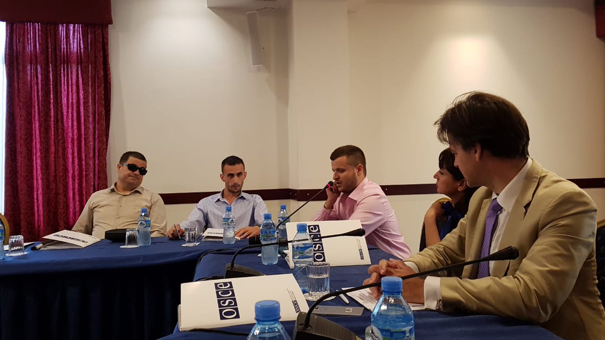 OSCEinAlbania's tweet photo. Deputy Head of @OSCEinAlbania Robert Wilton at today’s event on mechanisms provided by @AvokatiPopullit to protect rights of #Peoplewithdisabilities: Rights of #PWDs are very close to our heart. Time for #YWDs to engage in an informed & active way in social & political life. https://t.co/rE55BNEzuE