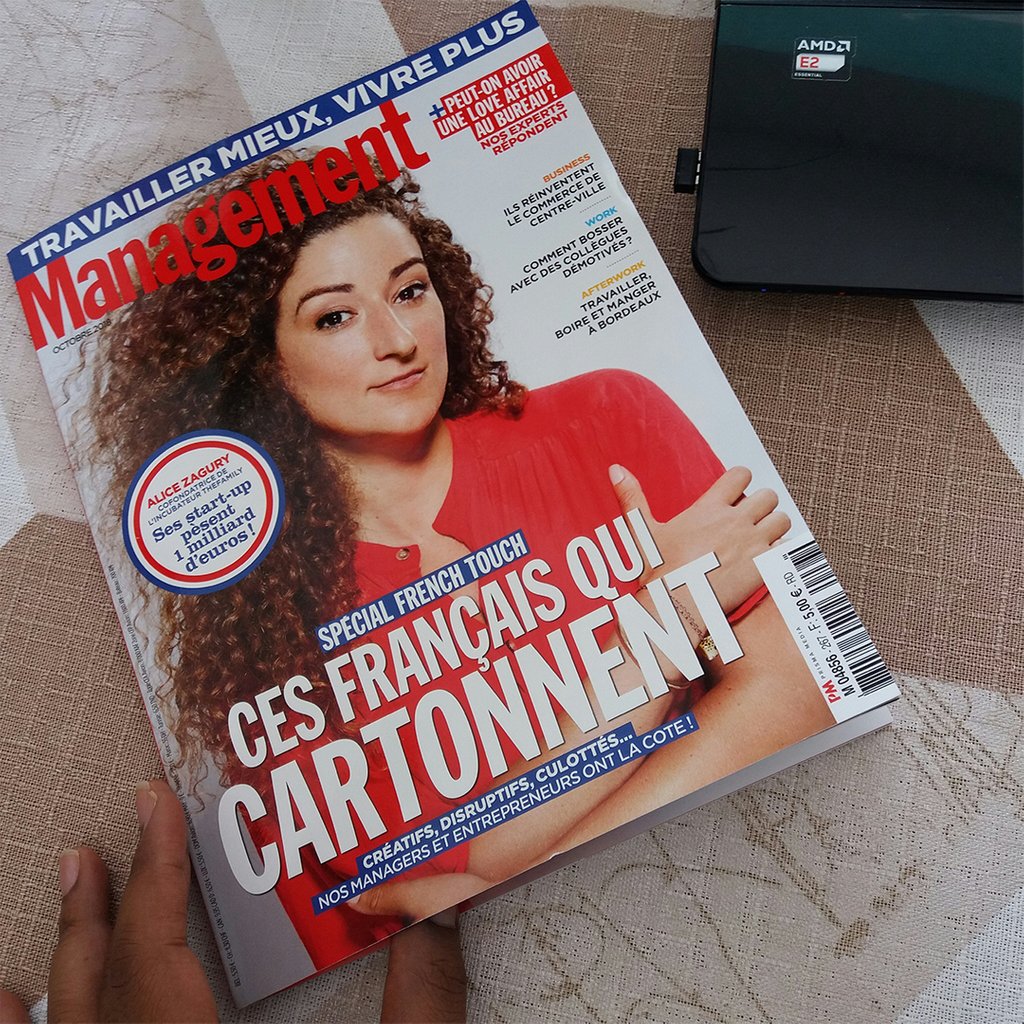 ajoyousworker's tweet photo. #MorningReading | #Management #magazine « Spécial #FrenchTouch ». Sur la couv, #AliceZagury, co-fondatrice d'un #incubateur nommé #TheFamily. Ses #startup pèsent 1 milliard d'euros !
#LectureMatinale #ManagementMagazine #ManagementMag
@Alice_Zag x @_TheFamily x @ManagementMag https://t.co/ANYH9aV2sf
