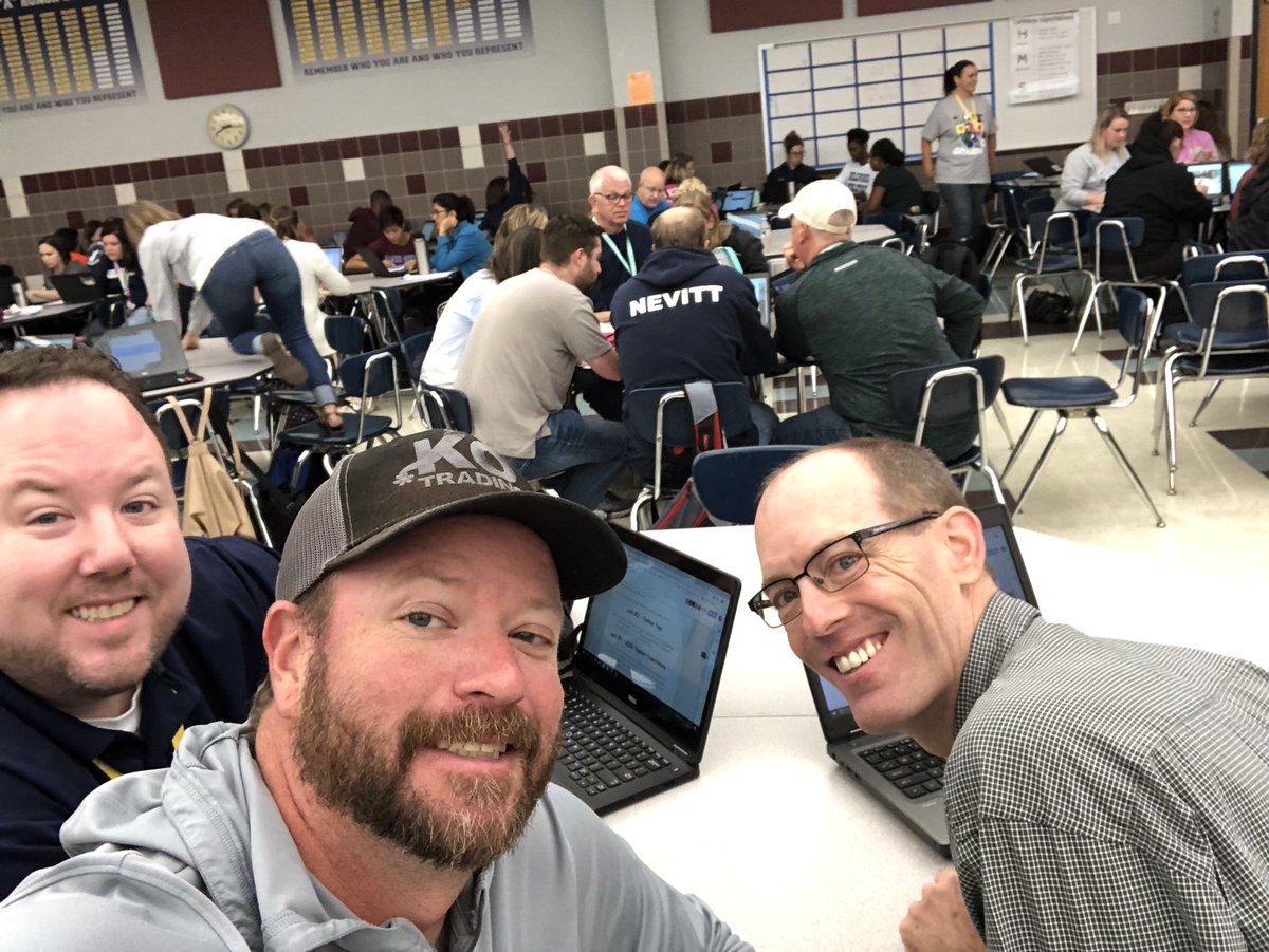 CoachStitt's tweet photo. HMS staff working today to make HMS a better school. @HillwoodMS  please retweet. #ChargerNation https://t.co/RmGzsLrsfr