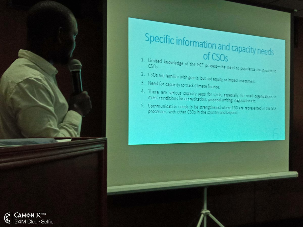 OkotAgiro's tweet photo. Sharing Uganda's experience on engagement and status of the GCF process, at the Pan-African GCF -CSO Readiness Conference, a side event to the CCD-VII. https://t.co/UrkJnE81zK