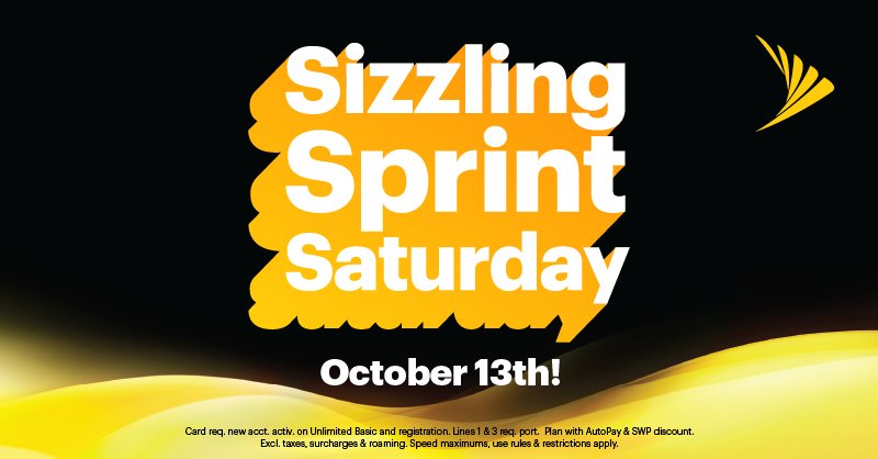 AmrWahba1080's tweet photo. Get to Sprint for #SizzlingSprintSaturday on Oct. 13! Switch and get up to $200 via Prepaid Mastercard® with 2 lines of Unlimited Basic. https://t.co/00sLDXVGO7