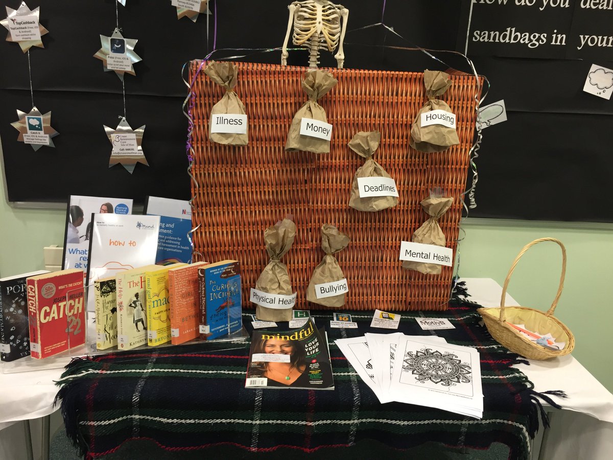 KeyllDarree's tweet photo. It's #NationalLibrariesWeek and the theme is wellbeing. How do you deal with the sandbags in your life? There are lots of ways to deal with life's sandbags and support out there too - don't get weighed down https://t.co/zpIb6yPSLZ