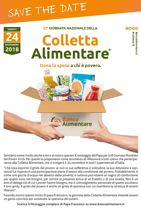 rikiflag's tweet photo. Sabato 24 Novembre la Colletta Alimentare 2018. Save the date https://t.co/Uny8fdW6kk