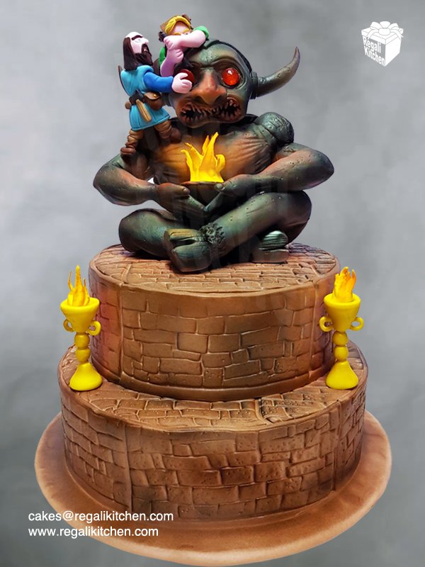 RegaliKitchen's tweet photo. Making a #cake is like a #DnD quest; we go through different adventures, heroic battles, &amp; daring rescues to bring each fantasy cake to reality.
#CriticalHit #dungeonsanddragons #dndcake #gamers #gamerscake #gamingcake  #geek #geekcake #rpg #purpleworm #d20 #monsters @Wizards_DnD https://t.co/hVb9i7OUwS