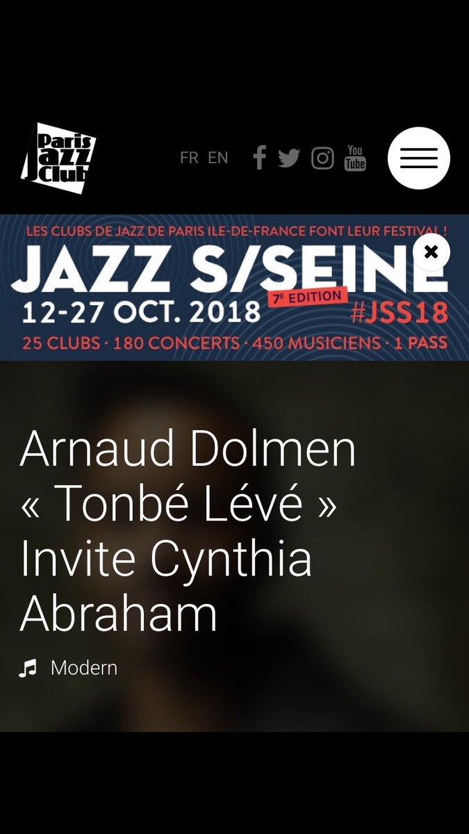 AbrahamCynthia's tweet image. Le 16 octobre je suis invitée par @ArnaudDolmen dans le cadre du festival @ParisJazzClub 🎶🌹🎼 #inoneweek #soon #jazz #guest #creole #concert