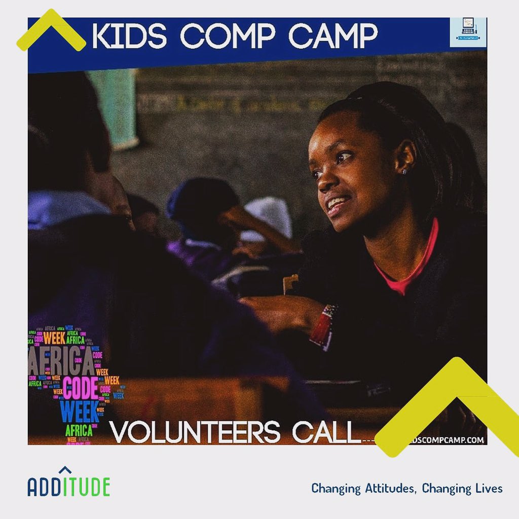 One of our partners @kidscompcamp is happy to celebrate Africa Code Week by running coding camps from October 20 to 26. They’re looking for volunteer trainers to help serve 500+ students in 4 counties. 
P.S No prior coding experience required. email us on hello@additudeafrica.org