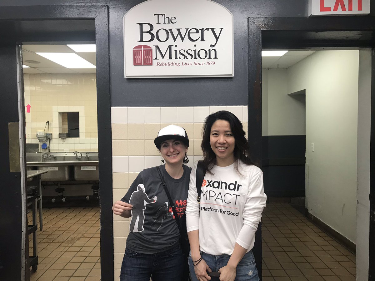 LJLevinson's tweet photo. "T" is for Tuesday... And for Throwback To Thursday: When #FlatAGB helped a small team of #XandrEmployee(s) organize a donations closet &amp; serve over 180 lunches to the hungry at The Bowery Mission! @Xandr76 #ATTEmployee #XandrImpact #volunteering https://t.co/N0L9UyhOIi