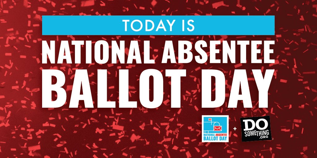 Young people will decide the election...before the election. Almost 40% of votes are cast early or absentee. That's why today, we're powering the first-ever #NationalAbsenteeBallotDay! Will YOU join the most civically active generation ever? bit.ly/2y9150s