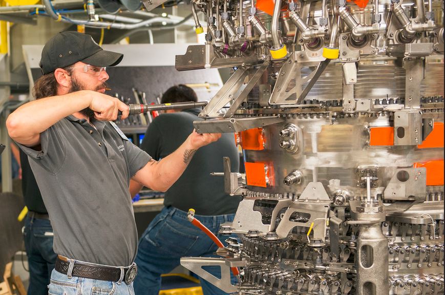 EDPNC's tweet photo. Unbreakable link in the @GEAviation supply chain: A look inside the North Carolina plant that makes the record-selling LEAP commercial jet engine and is starting to produce the “most powerful jet engine in the world,” the GE9x for @Boeing 777X.  https://t.co/d1p4fv1kYD @SAFRAN https://t.co/KDRRsJj3NS