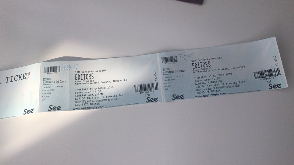 b1ondey's tweet photo. 2x editors tickets £25 for pair https://t.co/2kEkkvKYW5