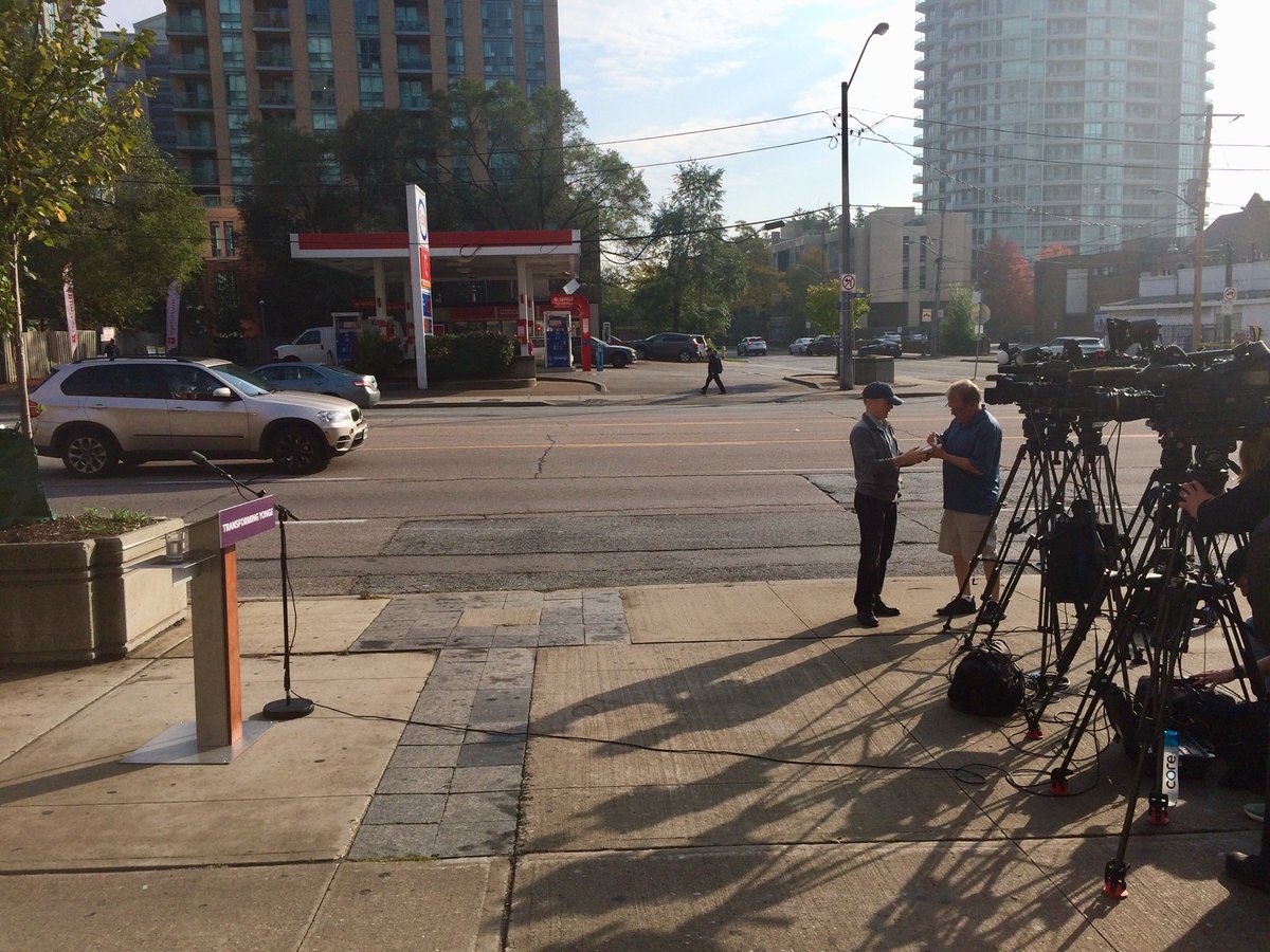 dmrider's tweet image. Near Yonge &amp;amp; Finch for ⁦@jen_keesmaat⁩ mayoral campaign event. (Possibly saying she would build staff recommended “Reimagine Yonge” remake w of street w protected bike lanes? Rival ⁦@JohnTory⁩ won’t support lanes on Yonge, wants them on nearby sidestreet) #topoli