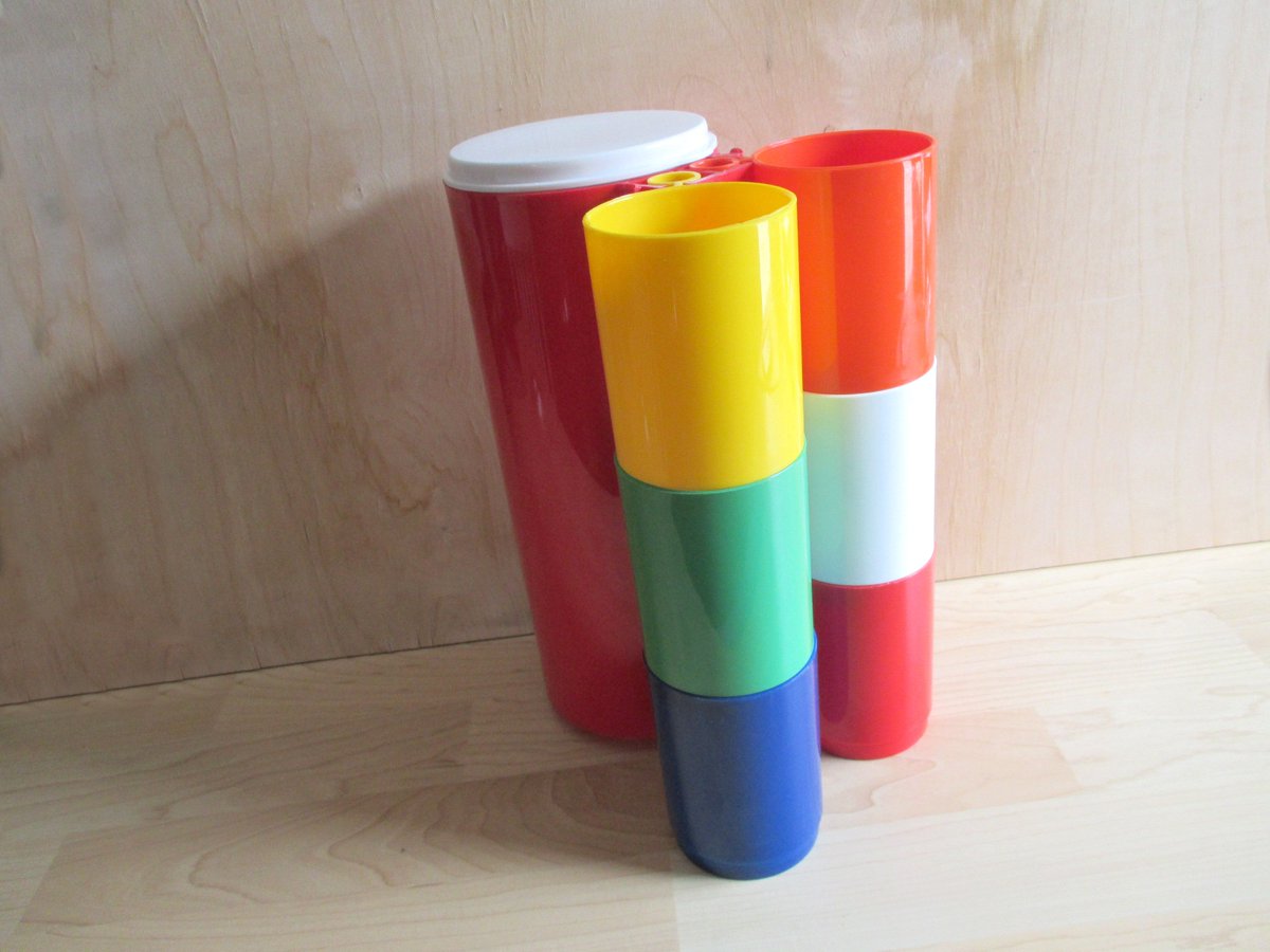 SquirrelAwayVtg's tweet photo. Great for #camping or #tea on the porch: Vintage Pitcher and Cup Set, Colorful Mod Stacking Cups by Ingrid Chicago, 1970s https://t.co/M6uu6W1tPF via @Etsy #modkitchen #kitchendecor #1970s #70sDecor https://t.co/XNB7VCkWMP