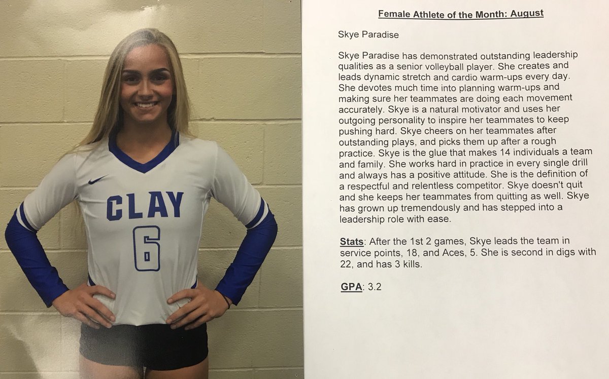 Clay_Athletics's tweet photo. Congratulations to Skye Paradise and Dylan Taylor for being selected as Clay High’s Athletes of the Month sponsor by Dicks Wings! https://t.co/Asx4GNdZvi