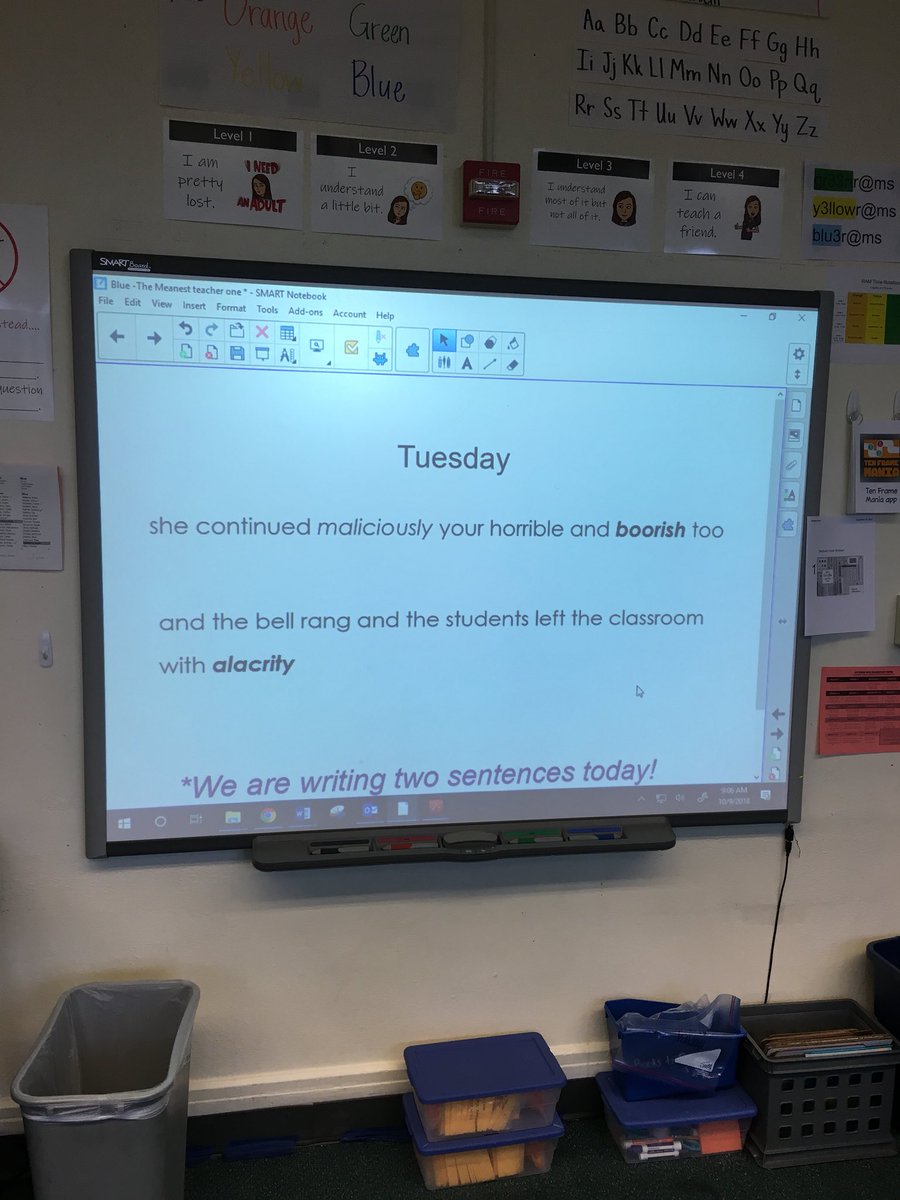 TabiTheTeacher's tweet image. We practice our grammar skills in a classed call Caught’ya. Each sentence adds to a story about Mrs. Obnoxious. At the end of each class we make sure we’ve “caught” all the grammar mistakes! #caughtya #grammar #UnitC #rwerams #cpsbest #MrsObnoxious