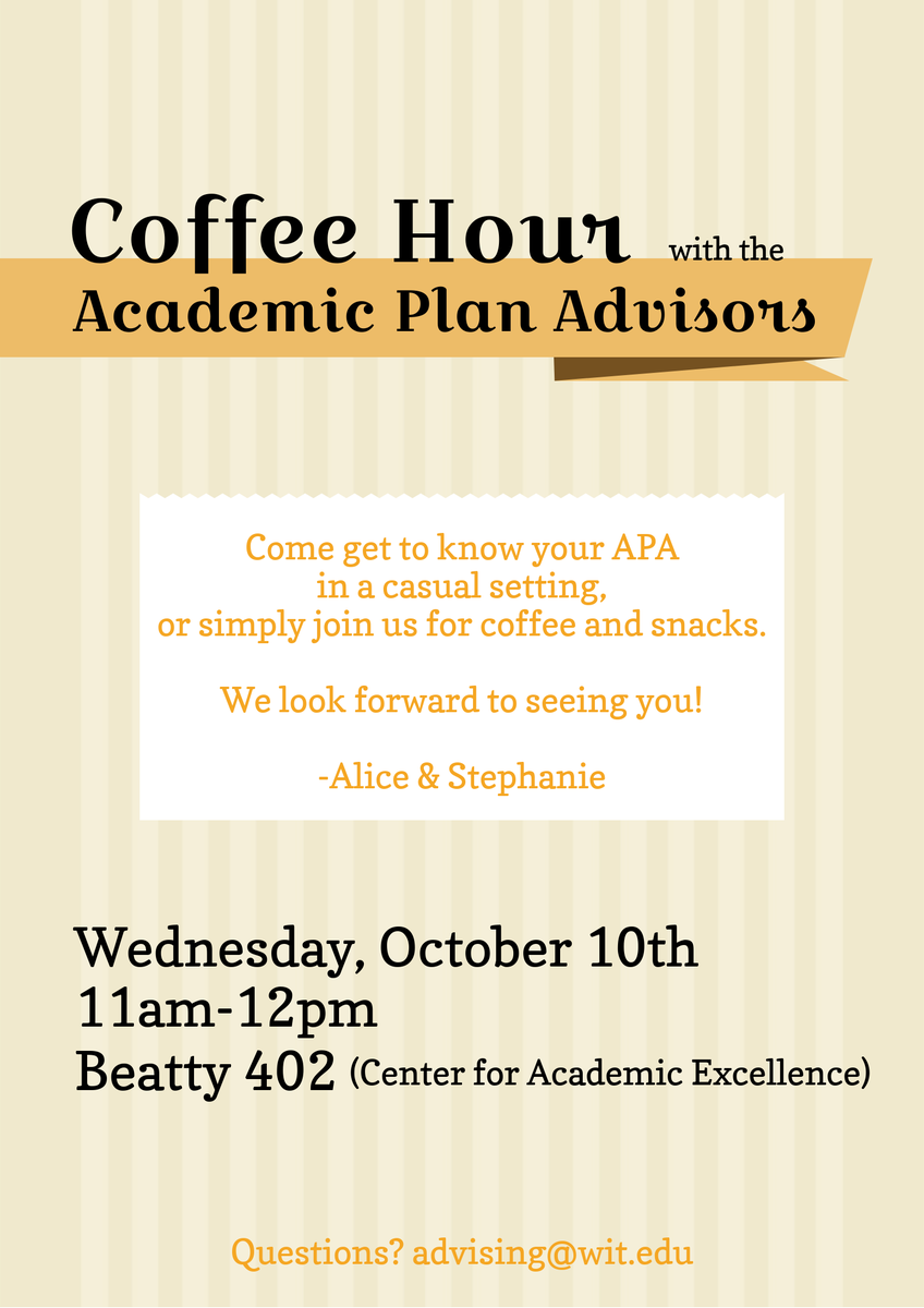 WITcommuters's tweet photo. Coffee &amp; getting to know your Academic Plan Advisor https://t.co/IeceIUxtlC