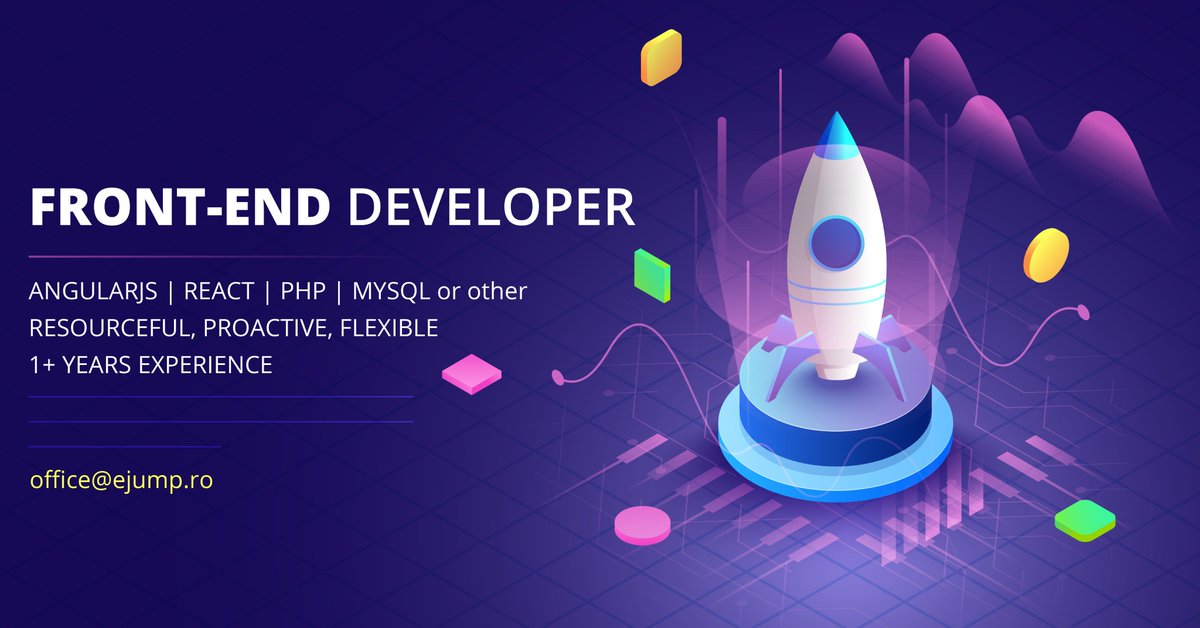 eJumpMedia's tweet image. Let&apos;s do cool things together! Check out the perks 
ejump.ro/job/front-end-…
#RomanianDevelopers #codingteam #eJumpteam #HiringNow