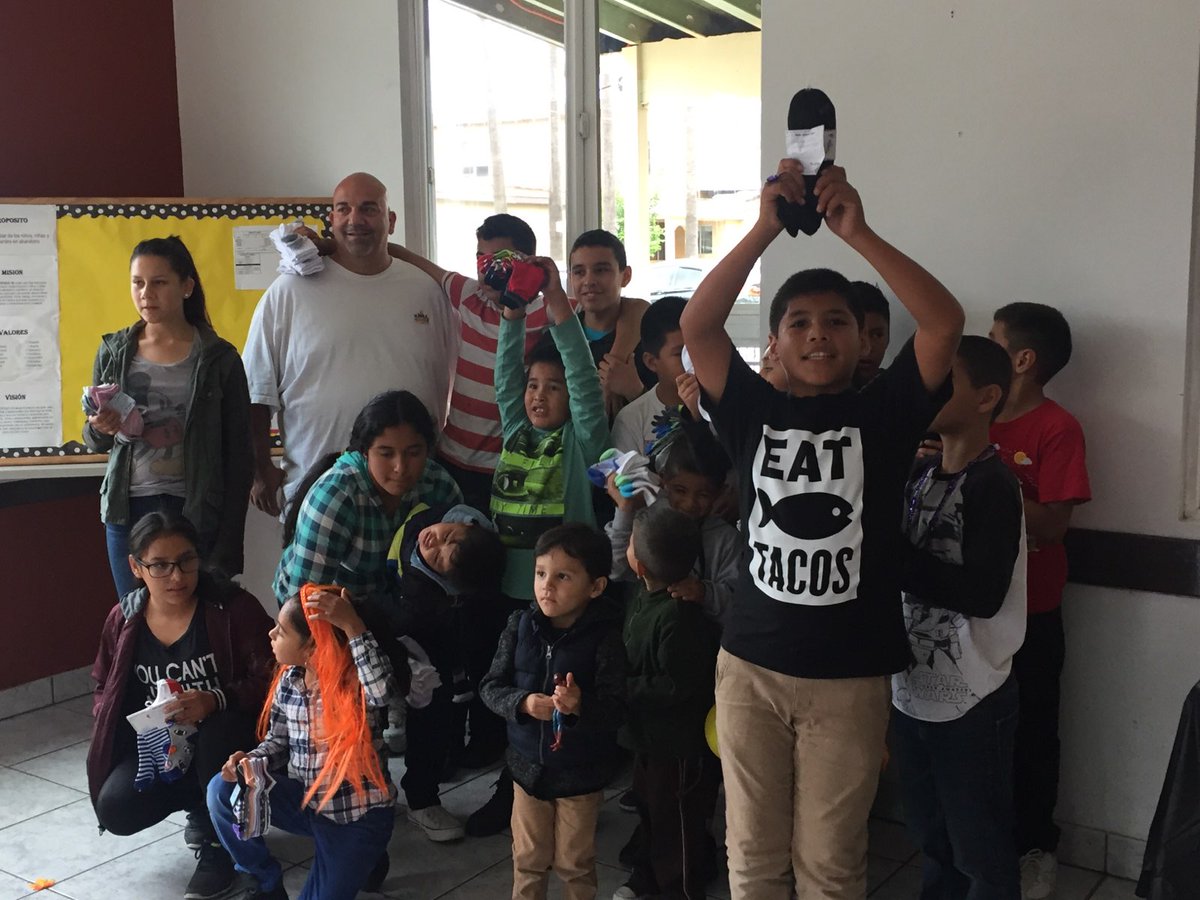 tzsalloum's tweet photo. @JuarezScholars #Bethechange Mr. Salloum went on a mission trip for his church over the weekend. Kids at the Estado 29 Orphanage in Mexico receiving the socks from our  Juarez Scholars. They were so thankful and appreciative! What an experience! https://t.co/CVIlKFgwbl