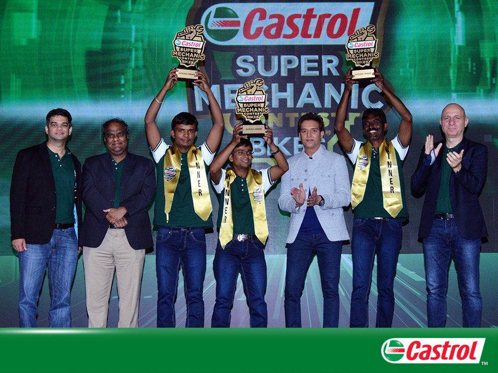 Castrol_India's tweet photo. After the thrilling race for the coveted title of #CastrolSuperMechanic bikes it is these three stars who have finally crossed the finishing line first. Castrol congratulates and wishes them all the best as they represent India at the Asia-Pacific finale. https://t.co/TIrV7sdfq9 https://t.co/B5niXP8ElG
