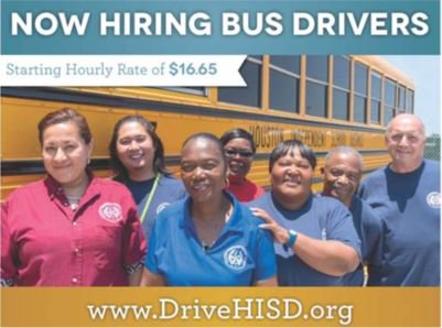 We're going places and you can help us get there. Join us on Oct. 20 from 9 a.m. to 12 p.m. for our bus driver job fair at 6801 Bennington Street. <a href="/HoustonISD/">Houston ISD</a>
#HISDTransportationServices