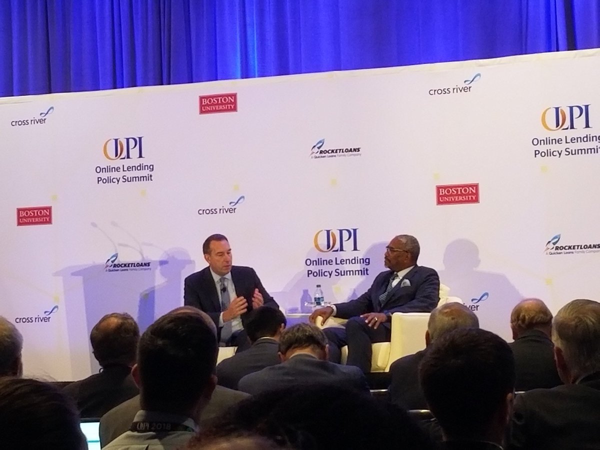 colindarke's tweet photo. One of my favorite speakers -- @GregoryMeeks11 speaking with @buckleysandler 's John Kromer (@OLPI_Staff brd) about legislative outlook for online lending and #fintech #leadership #OLPS2018 #policy https://t.co/MKAS8wJXvf