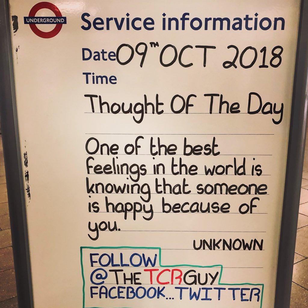 #TheTCRGuy #TCRStation #TubeStation #TubeQuotes #TransportForLondon #TottenhamCourtRoad #TottenhamCourtRoadStation #TubeLife #LondonUnderground #Underground #NorthernLine #CentralLine #ThoughtOfTheDay #Thought #WeekDay #Tuesday #BestFeelings #World #Someone #Happy #BecauseOfYou
