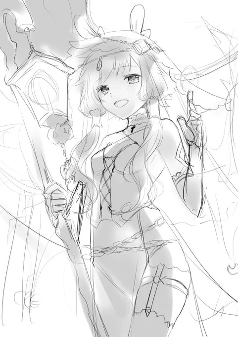 ハロウィンに描きあがってればいいなラフ 