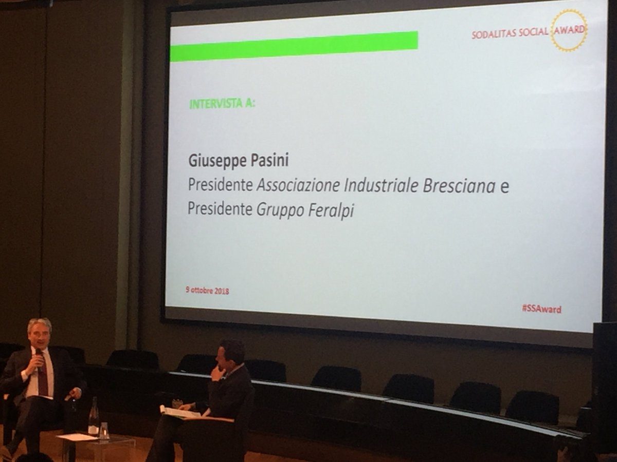 ConfindustriaBS's tweet photo. #Sostenibilità come fattore di sviluppo dell'#impresa e della società: il nostro Presidente Giuseppe Pasini ha partecipato oggi, a Milano, alla 16° ed. del Sodalitas Social Award per raccontare come le imprese possano essere protagoniste del cambiamento #SSAward @FondSodalitas https://t.co/nG6aPTbCWR