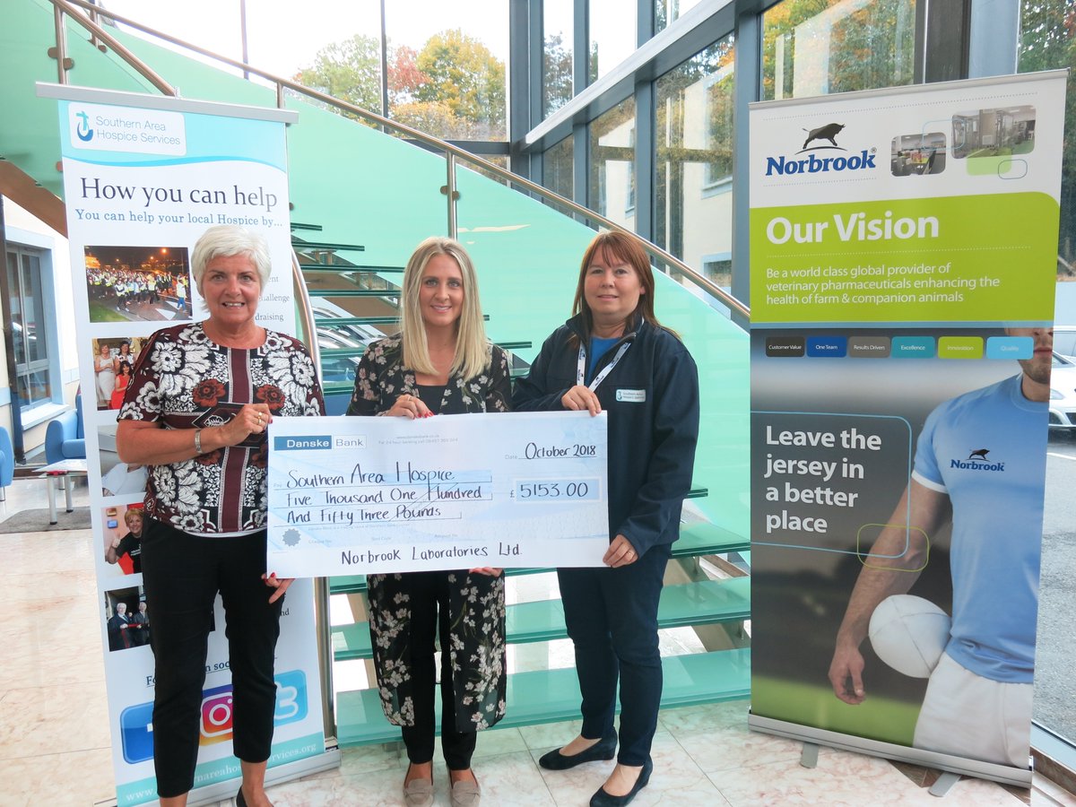 NMDInnovation's tweet photo. Norbrook Laboratories, the official headline sponsor of the #InnovationNation18 Dinner, today presented @hospiceSAHS with £5153, following the raffle that they hosted at the event last week. We are thrilled to have provided the platform for this fantastic fundraising effort! https://t.co/PKMw40zmGN