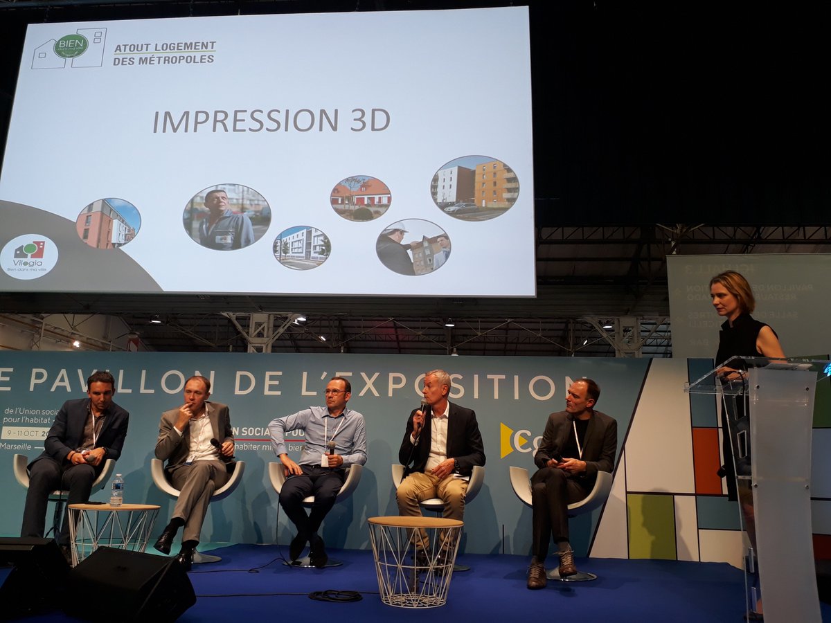 [#CongrèsHLM] #impression3D :"Vilogia se devait d’interroger le marché et les professionnels pour en évaluer l’adaptation aux besoins du logement social. Tout est à faire: en France les matériaux sont encore en cours de mise au point, les normes restent à établir ..."<a href="/ericdanesse/">Danesse Eric</a>
