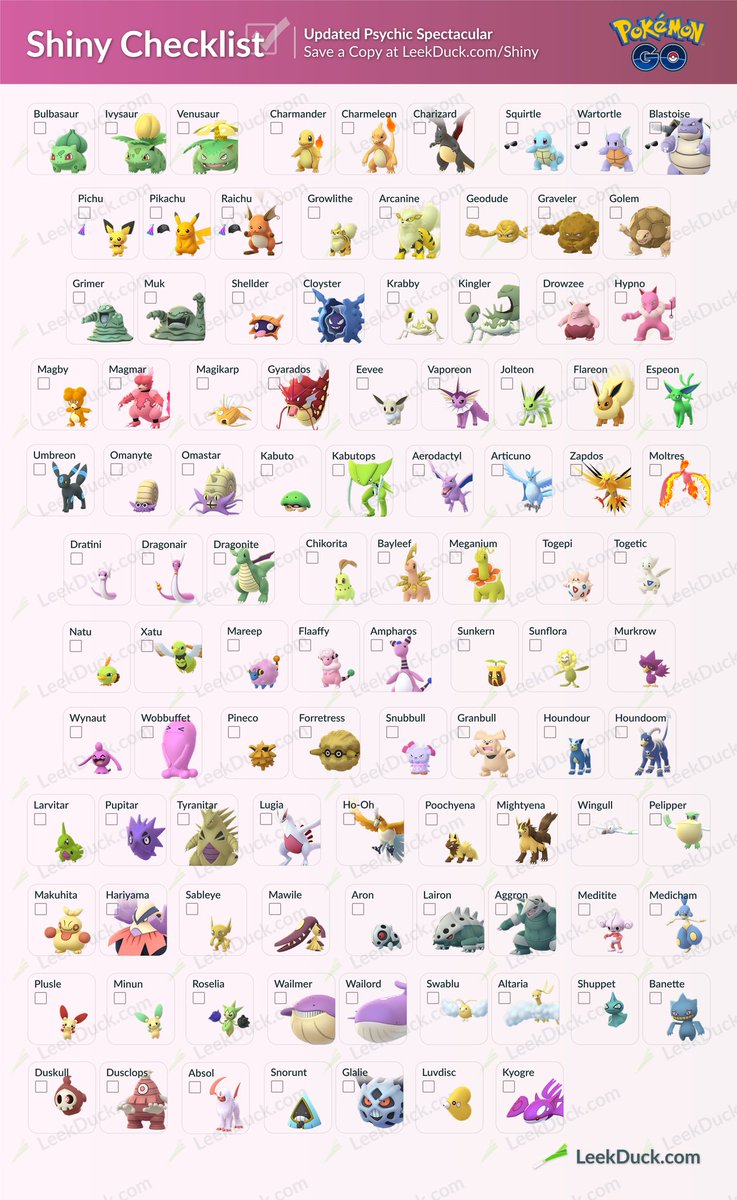 Pokédextradercom On Twitter Updated Pokemongo Shiny List