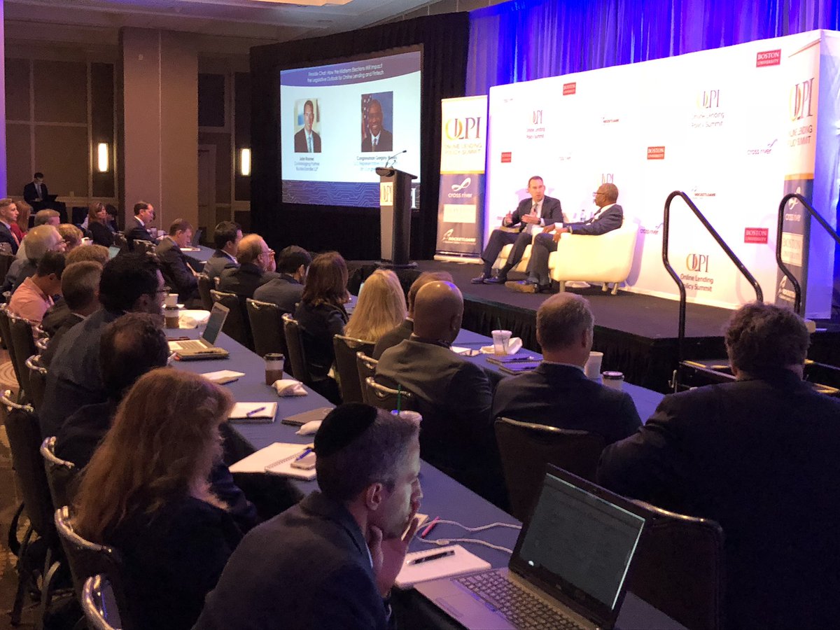 OLPI_Staff's tweet photo. One of the hardest working members of #Congress, we are happy to have @RepGregoryMeeks at #OLPS2018 to discuss the upcoming midterm elections and impact on #Fintech #FullHouse https://t.co/hANL9kkha3