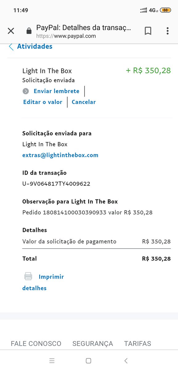 psidayse's tweet photo. @lightinthebox @lightinthebox fiz a solicitação no dia 05/10 sendo assim o reembolso tem que cair pra mim até dia 11/10, isso para respeitar o prazo máximo. Segue o print da solicitação com o id para facilitar para vocês. Aguardo. https://t.co/Hf3WsLfOqh
