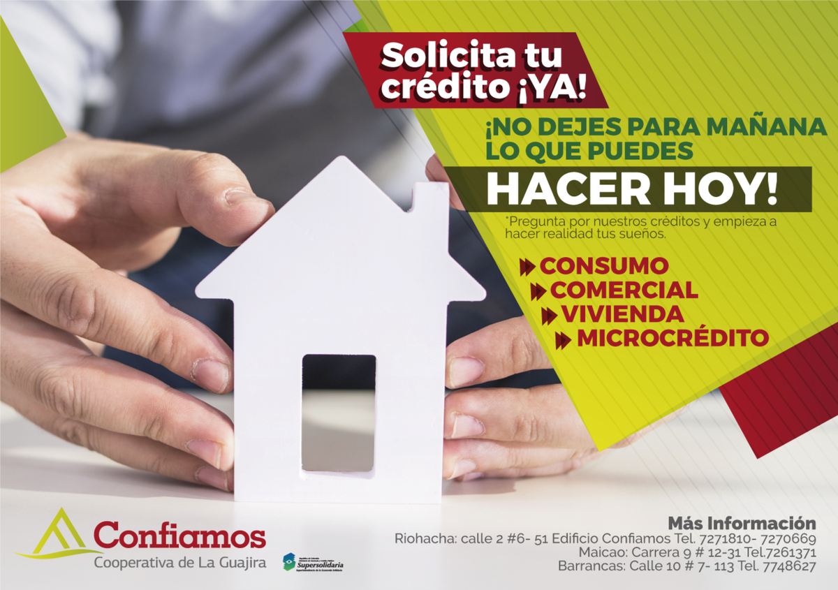 CConfiamos's tweet photo. ¡No dejes para mañana lo que puedas hacer HOY! ⏰ Pregunta por nuestras líneas de crédito y empieza a hacer realidad tus sueños, metas y objetivos. 🎉
Más información 
📲 Riohacha 7271810
📲 Maicao 7261371
📲 Barrancas 7748627
Ahorrando Construimos Nuestro Futuro❗ https://t.co/LAMzXujdje