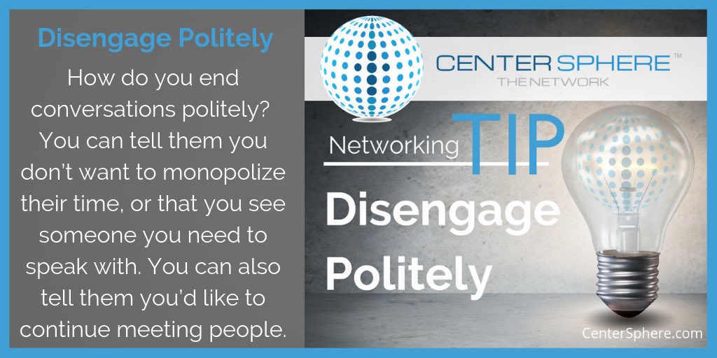 CenterSphere's tweet photo. We've all been there... sometimes, your time is limited at a networking event, and you want to visit with as many connections as possible. If they want to do the same, they will understand and appreciate your approach!
#CenterSphere #ModernBusinessNetworking #TheNetwork https://t.co/X9n9rN6QFg