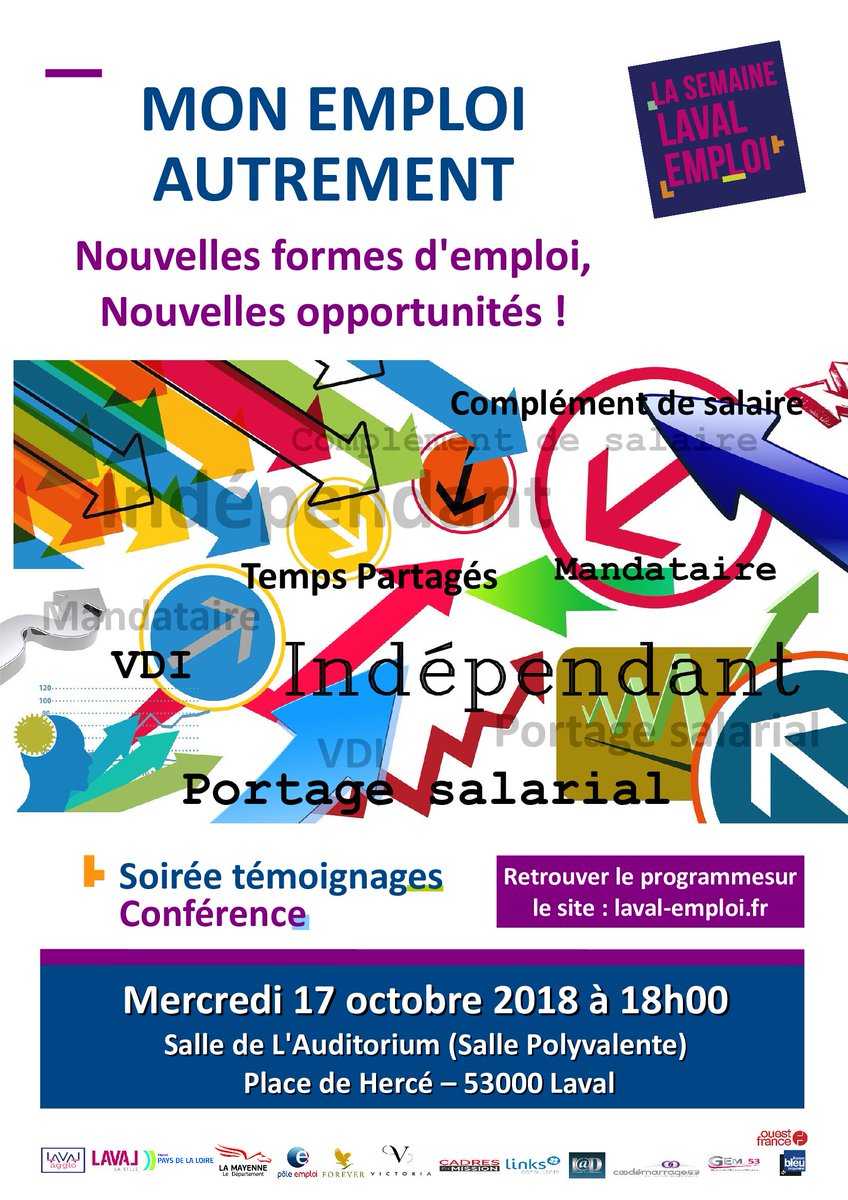 Retrouvez-nous à la Semaine #Laval #Emploi du 15 au 19 octobre #SLE2018

Nous participerons à la conférence « Mon Emploi autrement » le 17 octobre avec le témoignage d’Annick MARTIN consultante formatrice RH  du secteur médico-social.

Plus d'infos ➡️ semaine-emploi.agglo-laval.fr/soirees/emploi…