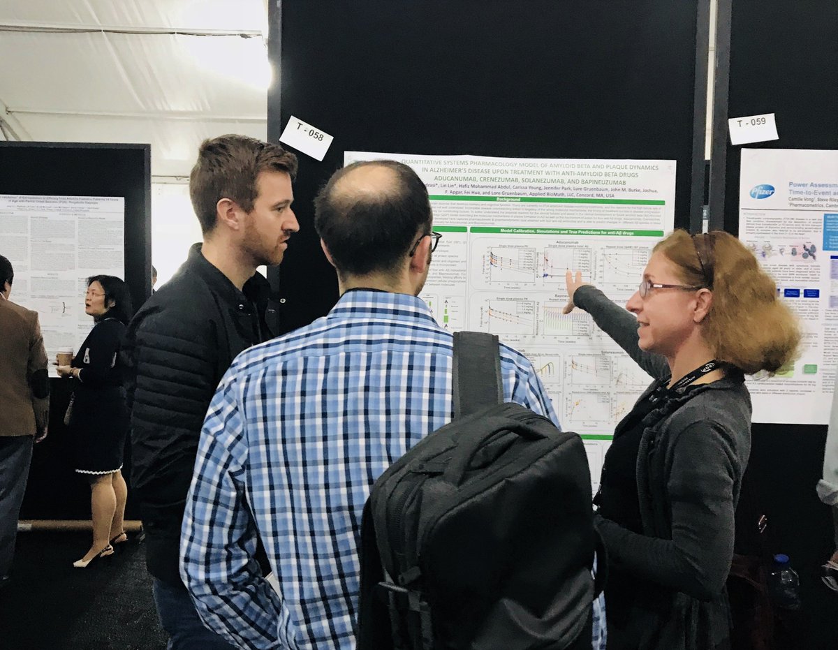 AppliedBioMath's tweet photo. Visit us at poster T-058 to learn about our QSP model of amyloid beta and plaque dynamics in Alzheimer's Disease upon treatment with anti-amyloid beta drugs Crenezumab, Solanezumab, and Bapineuzumab. #ACoP9 https://t.co/UnI48oU57q