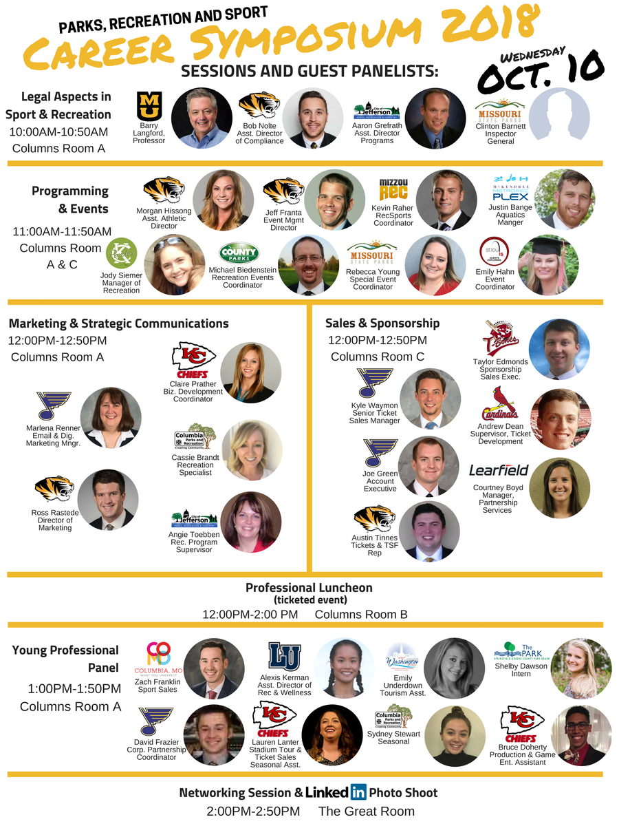 MizzouPRS's tweet photo. Get ready for the Parks, Recreation and Sport Career Symposium Wed. Oct. 10 at the Reynolds Alumni Center! https://t.co/0iXVMgZtxM