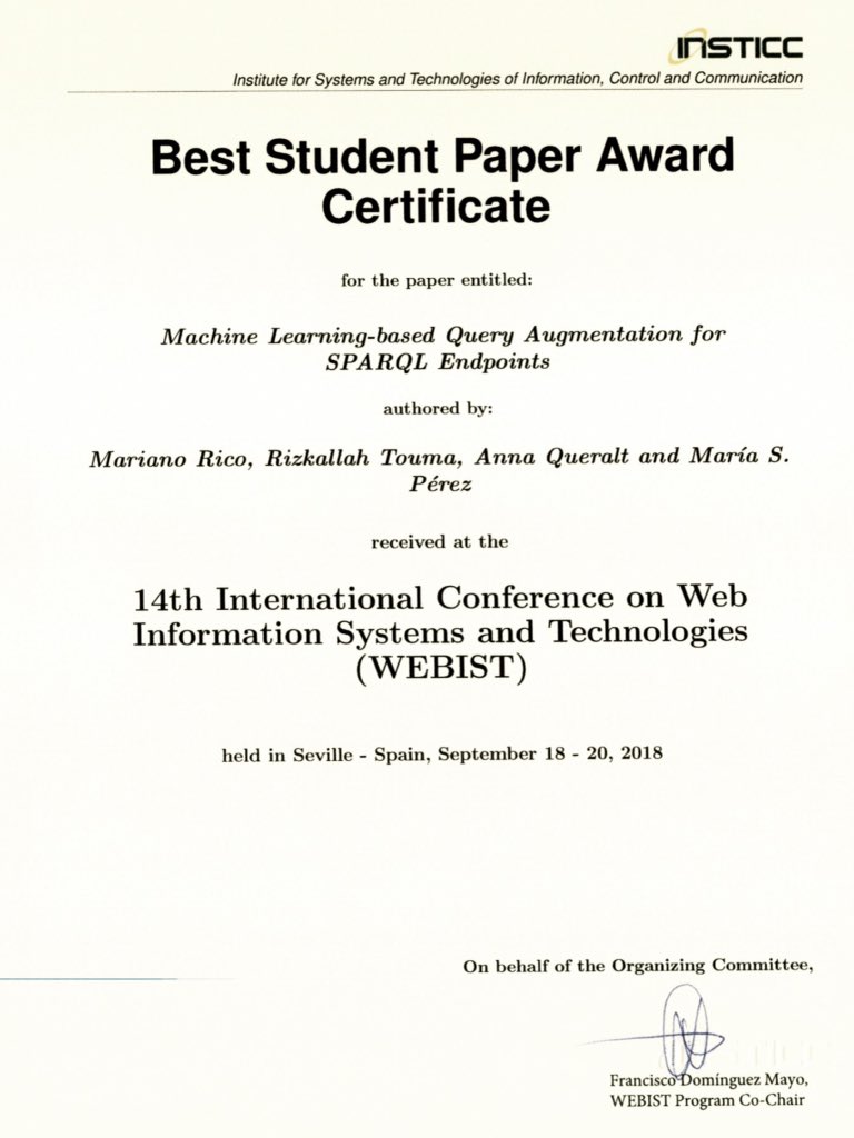 Mariano Rico On Twitter Best Student Paper For Rizkallah