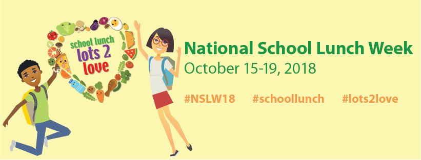 ACS_Nutrition's tweet photo. Mark your calendar for National School Lunch Week-October 15-19, 2018! #ACSEatsLocal #TheACSWay #NSLW18 https://t.co/ifCx7sjugV