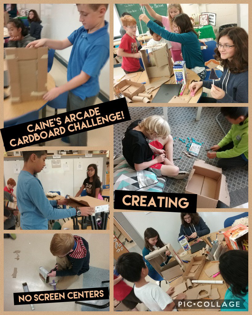 StAndPGL_OCSB's tweet photo. This morning we were a "no screen" zone during interest center time to create with cardboard. Inspiration came from Caine's Arcade. https://t.co/tcuV5z6lvX
#cardboardchallenge #unpluggedfun https://t.co/8zBSSWfqM3