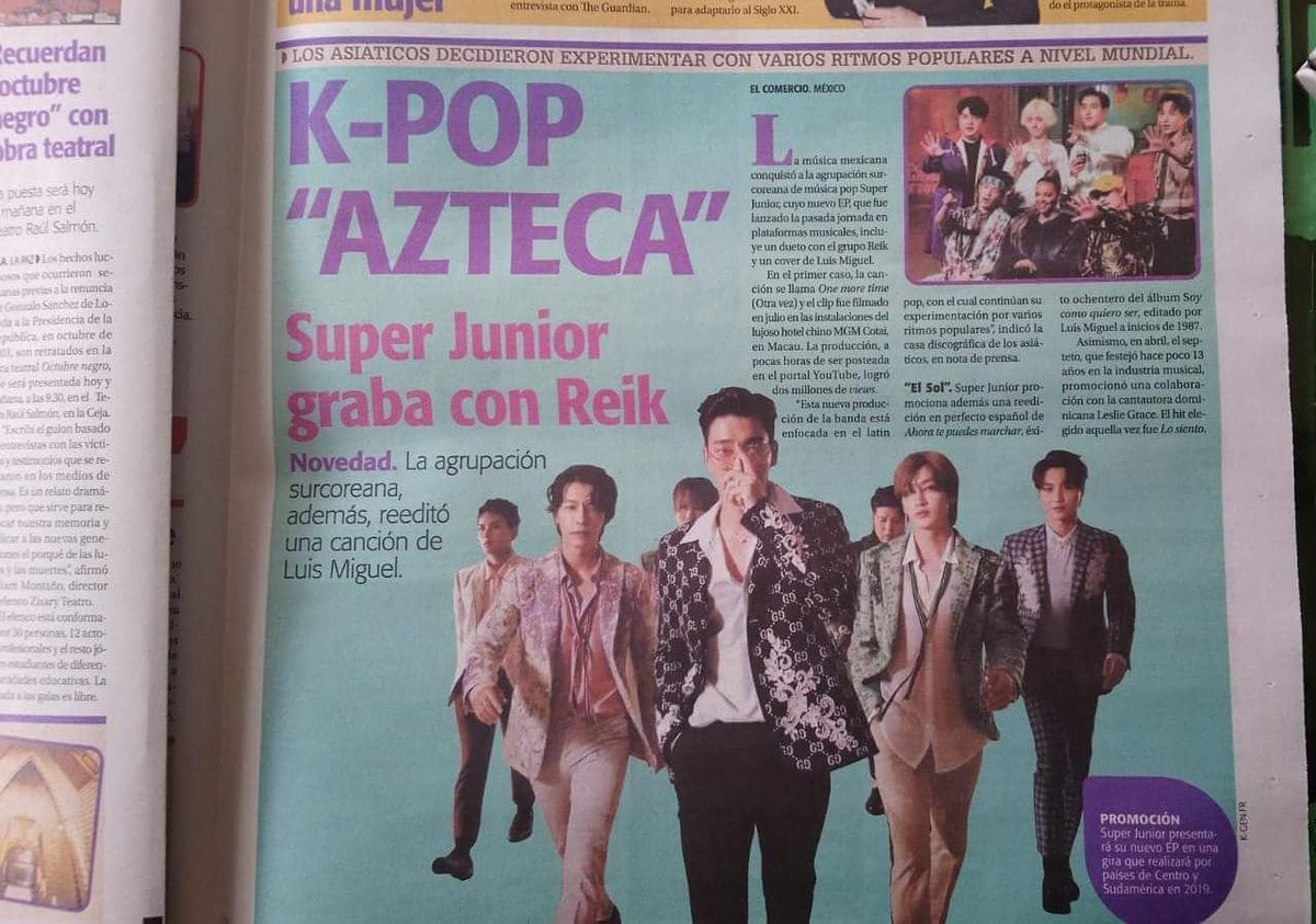 SJFEColColombia's tweet photo. El peridico EXTRA de Bolivia salio la noticia de la colaboracion de #SuperJuniorftReik
Cr sayo Juanes
#OneMoreTime 
@SJofficial
@ReikMx https://t.co/9O3z6ecoiZ